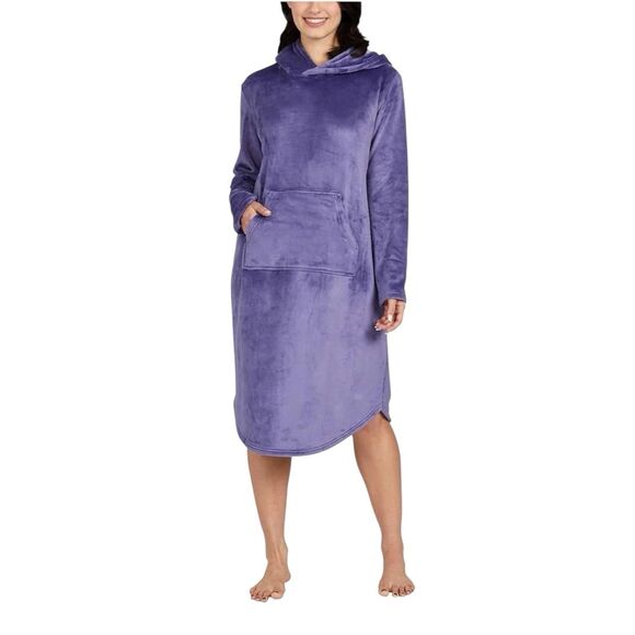 32 Degrees Heat Women's Cozy Plush Hooded Pullover Sleep Lounger -Purple -L / XL - Picture 1 of 16